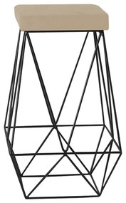 Banqueta Decorativa Kathy Base Preta Veludo Bege G41 - Gran Belo