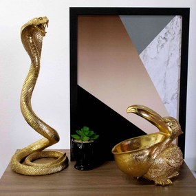 Escultura Decorativa Pelicano Em Poliresina Dourado 20x23x11 Cm - D'Rossi