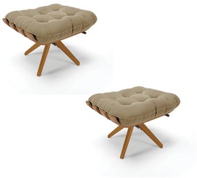 Puff Giratório Costela kit 2 Suede Marrom Rato Base de Madeira MA30 M11 - D'Rossi