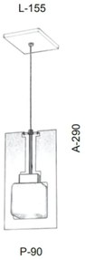 Pendente Vidro Quadrado Corte Laiser 15,5X09X29Cm Metal E Cubo Vidro 0... (COBRE FOSCO, AMBAR)