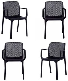 Kit 04 Cadeiras Sardenha Polipropileno Preto - 73395 Sun House