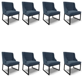 Cadeira Sala de Jantar Industrial Preto Kit 8 Liz Suede D03 - D'Rossi - Azul Marinho