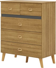 Cômoda Quarto 91cm com 5 Gavetas Isadora Nature/Alasca V01 - D'Rossi