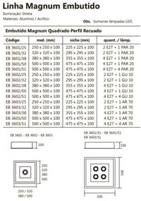 Luminária De Embutir Magnum Quadrado 32X32X10Cm 2L E27 + 01 Gu10 Mr16... (PT - Preto Texturizado)