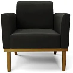 Poltrona Decorativa Base Madeira Castanho Maressa Suede Preto - Ibiza