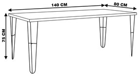 Mesa Sala de Jantar Cozinha Ludiana 140cm Grafite Madeira Maciça Driftwood G54 - Gran Belo