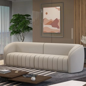 Sofá Decorativo Sala de Estar 332cm Adam 4 Lugares Veludo Bege G45 - Gran Belo