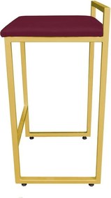 Conjunto 02 Banquetas Pietra Suede Base Dourado D03 - D'Rossi - Vinho