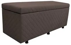 Calçadeira Baú Solteiro 90cm Estofada Liz S05 Suede Bordado Marrom - M