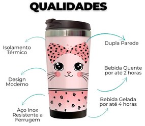 Copo Térmico 500ml Inox Gatinha Miau