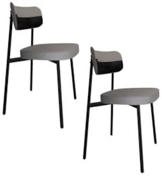Cadeira de Jantar Estofada Kit 2 Ella M25 Linho Cinza CL/Preto - Mpoze