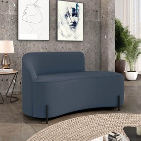 Sofá 2 Lugares Orgânico 140cm Pé Ferro Preto Morgan Suede D03 - D'Rossi - Azul Marinho
