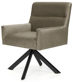 Poltrona Angel Veludo Bege B-68 Base Giratória Eiffel Preto - D'Rossi