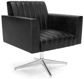 Poltrona Giratória Viena Gomada Corano Base Cromada D03 - D'Rossi - Preto