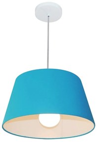 Lustre Pendente Cone Md-4039 Cúpula em Tecido 21/40x30cm Azul Turquesa - Bivolt