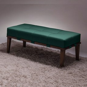 Puff Decorativo 100cm Martínez Veludo Pés Madeira Verde/Imbúia G62 - Gran Belo