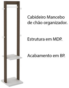 Cabideiro Grande para Quarto Sala de Estar AZ1019 MDP Nogal/Branco G69 - Gran Belo