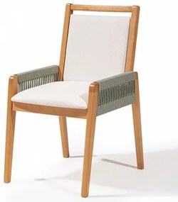 Cadeira Flora Assento Cru Braço Oliva Base Verniz Mel - 78490 Sun House