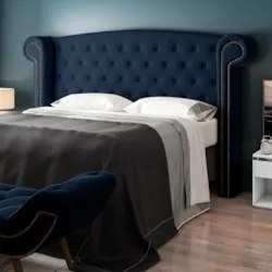 Cabeceira Cama Box Casal 140cm Provença Z37 Veludo Azul Marinho - Mpoz