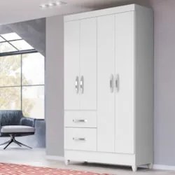 Guarda Roupa Solteiro 04 Portas Madri Branco/Rosa/Azul/Lilás - Moval