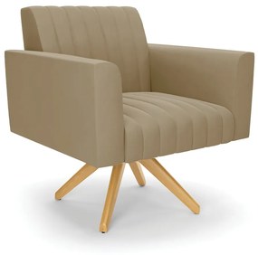 Kit 2 Poltronas Giratória Viena Gomada Suede Base de Madeira MA30 D03 - D'Rossi - Marrom Rato