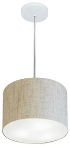 Lustre Pendente Cilíndrico Md-4209 Cúpula em Tecido 25x25cm Rustico Bege - Bivolt
