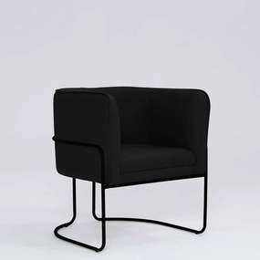 Poltrona Decorativa Belinda D07 Base Aço Linho Preto - D'Rossi