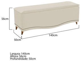 Calçadeira Estofada Yasmim 140 cm Casal Corano Bege - ADJ Decor