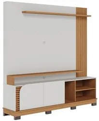 Estante Painel para TV 75 Pol Madrid C05 Off White Matte/Freijó - Mpoz