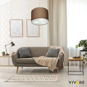Lustre Pendente Cilíndrico Md-4212 Cúpula em Tecido 40x30cm Café - Bivolt