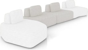 Sofá 4 Lugares Orgânico com Chaise e 3 Módulos Berlim Bouclê Off K01 - D'Rossi - Off White/Cinza Claro
