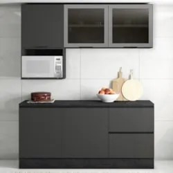Armário de Cozinha CP01 e Tampo Grace Grafite Z44           - Mpozenat