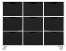 Nicho Organizador com Rodízios Toys 9 Gavetas Q01 Branco/Preto - Mpoze