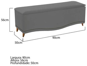 Calçadeira Estofada Yasmim 90 cm Solteiro Suede Cinza - ADJ Decor