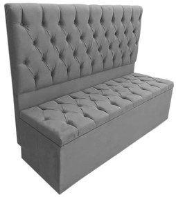 Cabeceira com Calçadeira Baú Casal 140cm Nicole Suede Cinza - Sheep Estofados - Cinza