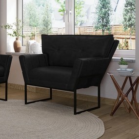 Poltrona Sala de Estar Industrial Pto Anitta Sintético PU Preto D03 - D'Rossi