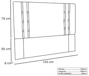 Kit Recamier e Cabeceira Santorini SPZ 140cm Suede - ADJ Decor