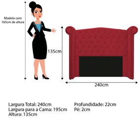 Kit Cabeceira e Calçadeira Veneza 195 cm King Size Suede Vermelho - ADJ Decor