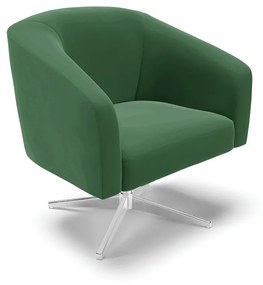 Poltrona Decorativa Giratória Cromada Stella Veludo D03 - D'Rossi - Verde