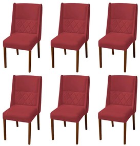 Kit 6 Cadeiras de Jantar Lecce Veludo Vermelho