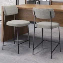 Banqueta Cozinha Média Milli Linho Cinza A14                - Mpozenat