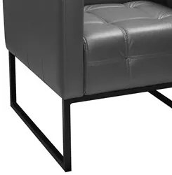 Poltrona Decorativa Base Metal Bia Couro Cinza - Scala Decor