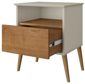 Mesa De Cabeceira Cancun Off White/Naturalle – Bechara Móveis