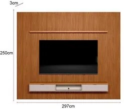 Painel Ripado para TV 75 Pol. com Bancada 297cm Prime Plus L06 Nature/