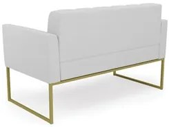 Sofá Namoradeira Base Industrial Dourado Ana Linho Cinza - Ibiza