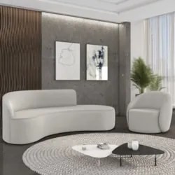 Sofá 4 Lugares 220cm Wendi e Poltrona Steve Veludo Cinza I01 - Mpozen