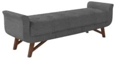 Puff Recamier Calçadeira 160cm Base Madeira Neville Z37 Linho Cinza -