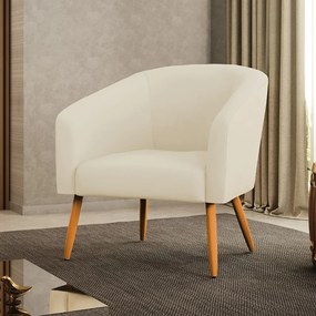 Poltrona Decorativa Pé Palito Castanho Stella Cotelê Ext/Veludo D03 - D'Rossi - Off White