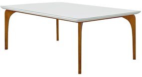 Mesa Sala de Jantar 8 Lugares 218cm Tampo com Vidro Dinamarca Branco/Mel G13 - Gran Belo