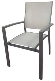 Cadeira Popis com Bracos Tela Bege Base Amendoa - 53622 Sun House